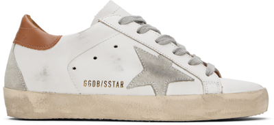 Golden Goose White & Brown Super-star Sneakers In 10803 White/ice/ligh
