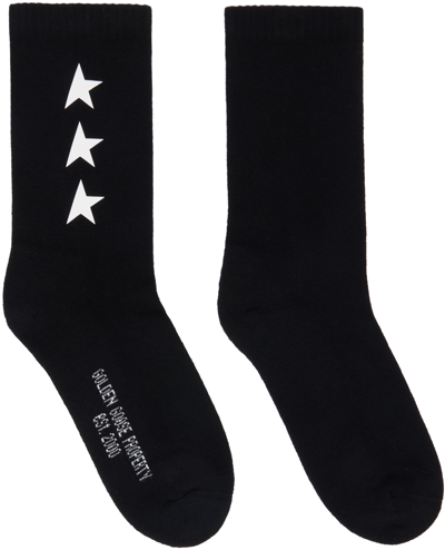 Golden Goose Ribbed Star-print Socks In Black