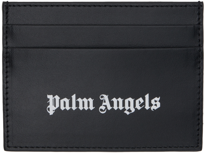 Palm Angels Black Logo Card Holder In Black White