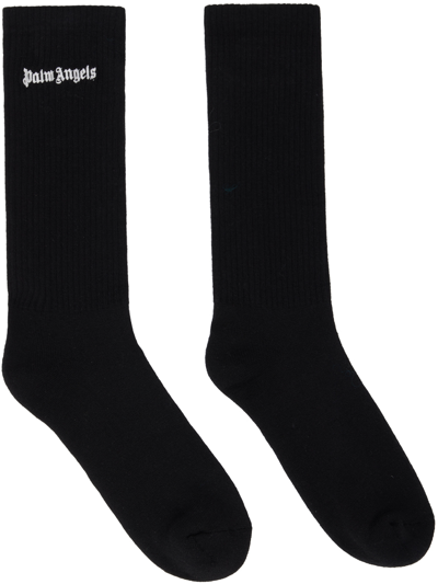 Palm Angels Logo-embroidered Calf Socks In Black