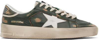 Golden Goose Green & White Stardan Sneakers In Neutrals