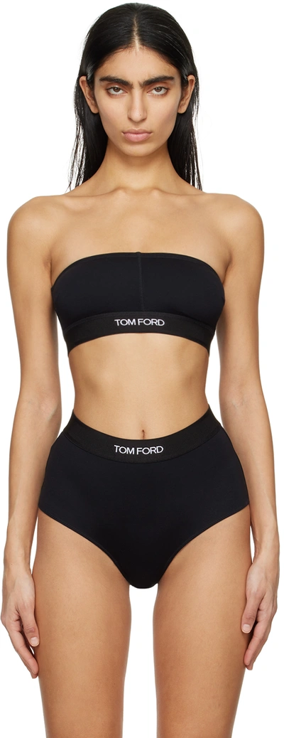 Tom Ford Black Jacquard Bandeau Bra