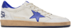 Golden Goose Ball Star Sneakers In White Nappa Leather With Light Blue Laminated Leather Star And Heel Tab In 10327 White/bluette