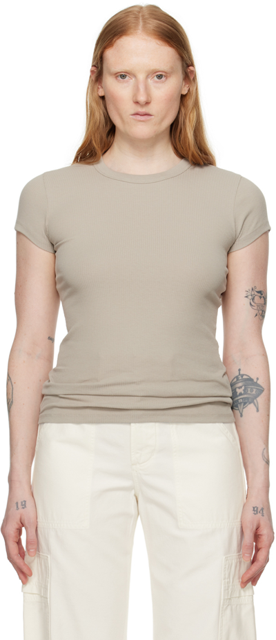 Filippa K Taupe Fine Rib T-shirt In 9913 Light Sage