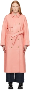 Mackage Pink Gael-v Leather Trench Coat In Guava