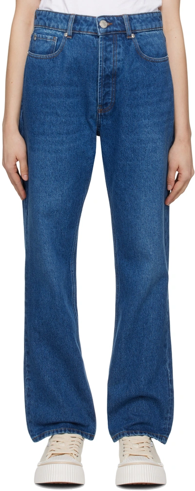 Ami Alexandre Mattiussi Blue Low-rise Jeans In Used Blue/480