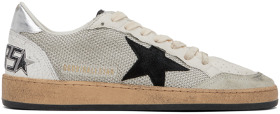 Golden Goose Gray Ball Star Sneakers In Slvr/blck/white/slvr
