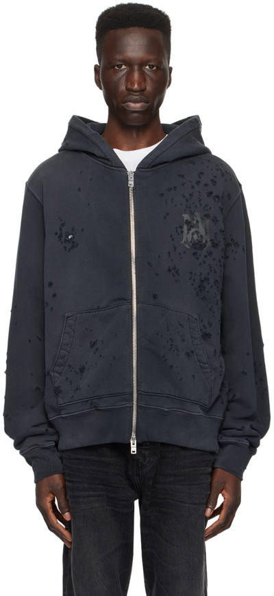 Amiri Black Shotgun Hoodie In Faded Black