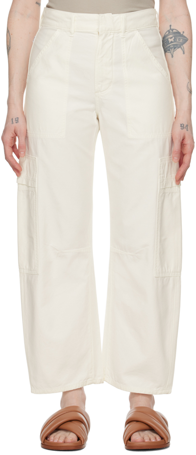 Citizens Of Humanity White Marcelle Cargo Pants In Pashmina (off White)