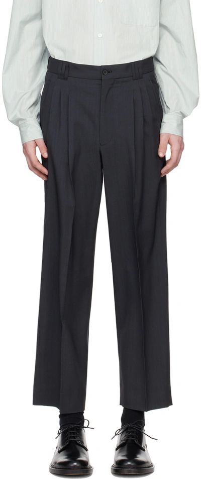 Yoke Gray Pleated Trousers In Charcoal