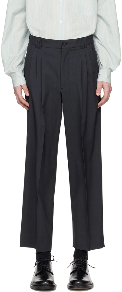 Yoke Grey Pleated Trousers In Charcoal