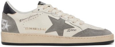 Golden Goose White Ball Star Sneakers In White/grey/blue