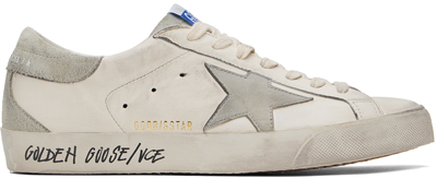 Golden Goose White & Gray Super-star Suede Sneakers In White/ice/grey