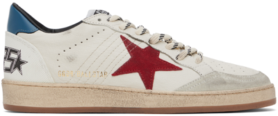 Golden Goose White Ball Star Trainers In White/red/ice/blue