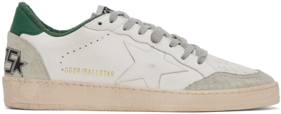 Golden Goose White Ball Star Sneakers In White/ice/green