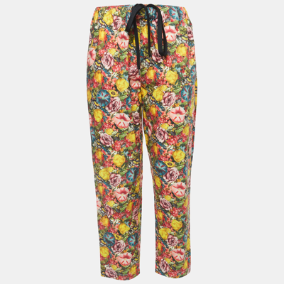 Pre-owned Marni Multicolor Floral Print Cotton Straight Leg Trousers M