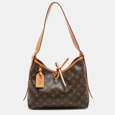 Pre-owned Louis Vuitton Monogram Canvas Carryall Pm Bag In Brown