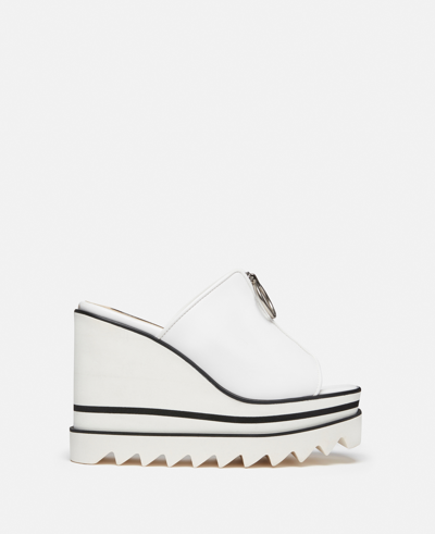 Stella Mccartney Sneak-elyse Zip Slide Wedge Sandals In White