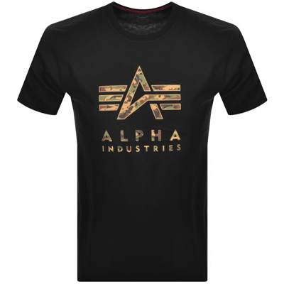 Alpha Industries Logo Camo T Shirt Black