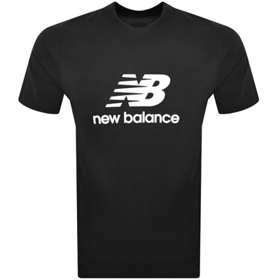 New Balance Mens  Essential Stacked Logo T-shirt In Black