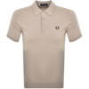 FRED PERRY FRED PERRY KNITTED POLO T SHIRT BEIGE
