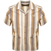FRED PERRY FRED PERRY OMBRE STRIPE COLLAR SHIRT BROWN