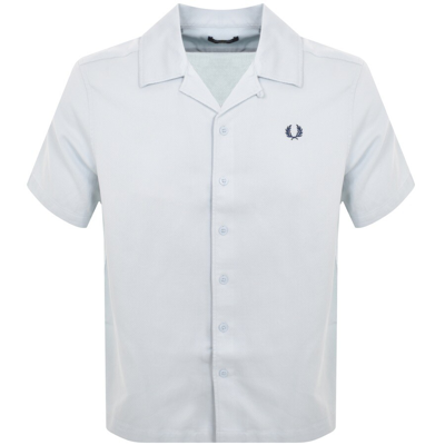 Fred Perry Pique Textured Collar Shirt Blue