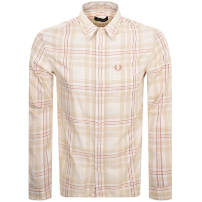 Fred Perry Long Sleeved Tartan Shirt Cream In Neutral