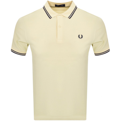 Fred Perry Twin Tipped Polo T Shirt Cream In Gold