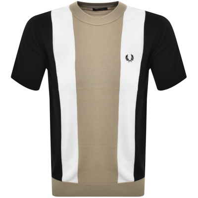 Fred Perry Stripe Fine Knit T Shirt Black