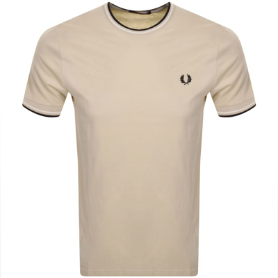 Fred Perry Twin Tipped T Shirt Beige In Neutral