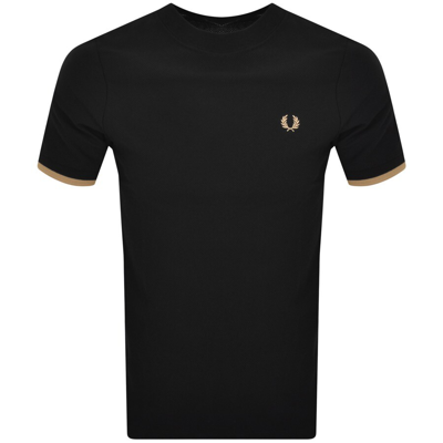 Fred Perry Tipped Cuff Pique T Shirt Black