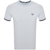 FRED PERRY FRED PERRY TIPPED CUFF PIQUE T SHIRT BLUE