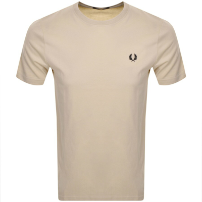 Fred Perry Crew Neck T Shirt Beige In Brown