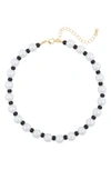 Tasha Beaded Imitation Pearl Choker Necklace In White/ Black
