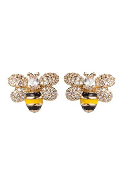 Eye Candy Los Angeles Honeybee Cz Pave Stud Earrings In Gold