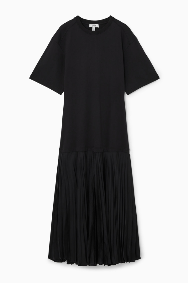 Cos Pleated-skirt T-shirt Dress In Black | ModeSens