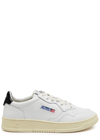 Autry Medalist Low Sneakers In White And Navy Blue Leather In White And Black