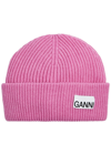GANNI FITTED RIBBED WOOL-BLEND BEANIE