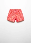 MANGO LEAF-PRINT SWIMSUIT CORAL RED