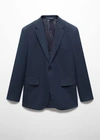 MANGO 100% LINEN SLIM-FIT SUIT JACKET DARK NAVY