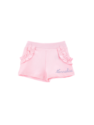 Monnalisa Fleece Shorts With Ruffles In Rosa Fairy Tale