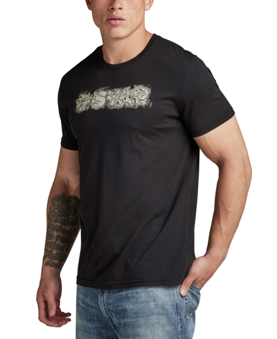G-star Raw Men's Short Sleeve Crewneck Distressed Logo T-shirt In Dk Black