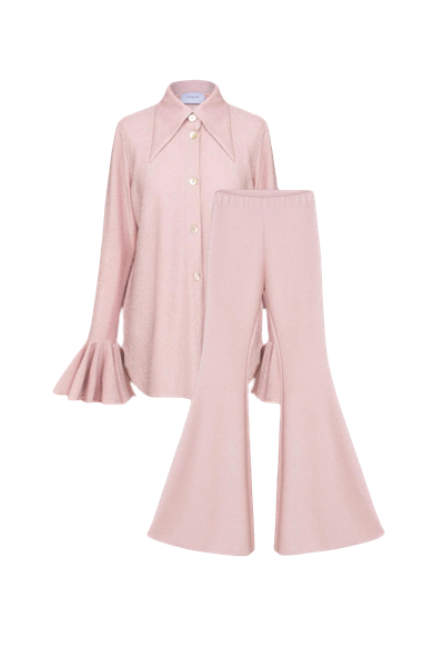 Sleeper Lurex Lounge Suit With Pants In Pink