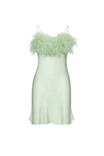 Sleeper Boheme Dress With Feathers In Mint | ModeSens