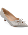Journee Collection Women's Lutana Wide Width Pointed Toe Kitten Heel Pumps In Gray