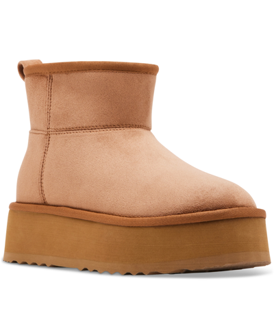 Steve Madden Crue Platform Cozy Booties In Chestnut