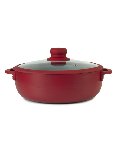 Sedona Aluminum 3.5 Qt Caldero With Silicone Rim Glass Lid And Silicone Handle Holder In Red