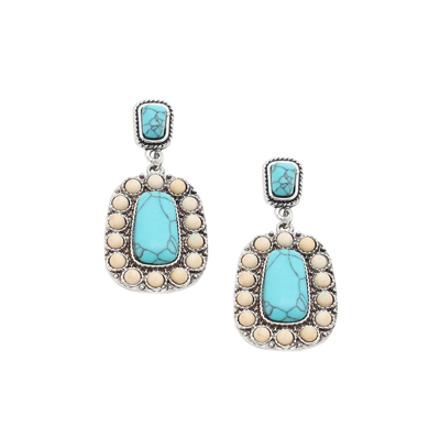 Sohi Women's Blue Stone Drop Earrings