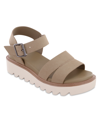 Mia Jovie Ankle Strap Platform Wedge Sandal In Sand